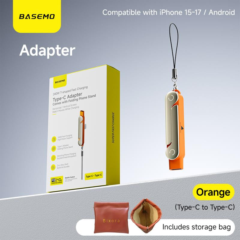 Basemo 240W Super Fast Charging 360° Rotating Invisible Stand Detachable Two-In-One Charging Cable, Zinc Alloy Silicone Type-C Cable Compatible with Apple and Samsung, Essential for Gaming, Office, and Car Use | Bestselling Cutting-Edge Technology.
