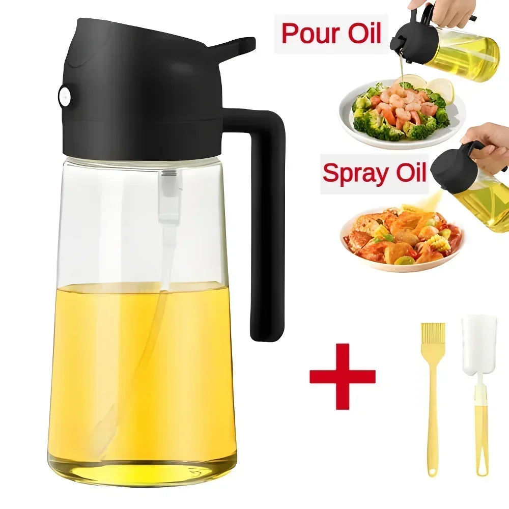 2IN1 Replacement for Oil Take Dispenser Mister Plastics Bottle with 2Pcs Brush Spray Pour Cooking Spritzer BBQ Oil Spray Bottle