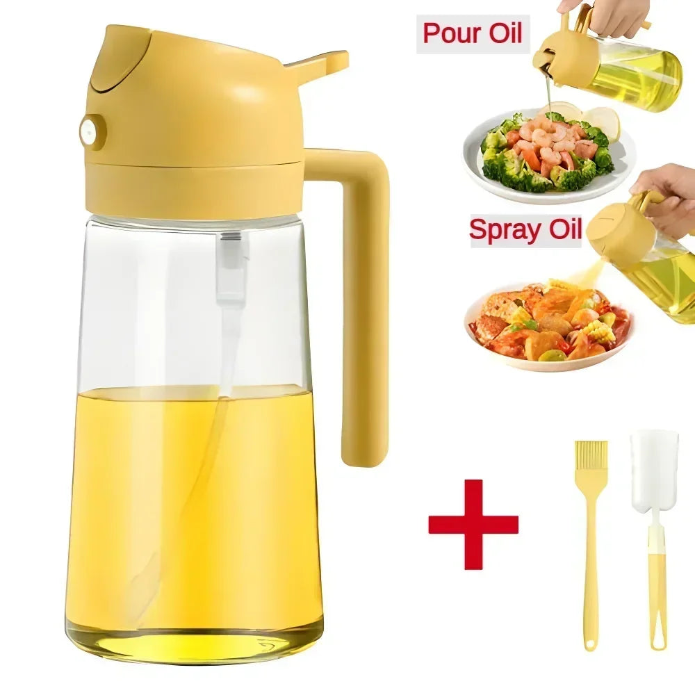 2IN1 Replacement for Oil Take Dispenser Mister Plastics Bottle with 2Pcs Brush Spray Pour Cooking Spritzer BBQ Oil Spray Bottle