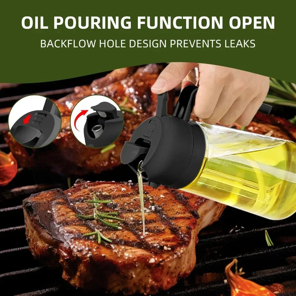 2IN1 Replacement for Oil Take Dispenser Mister Plastics Bottle with 2Pcs Brush Spray Pour Cooking Spritzer BBQ Oil Spray Bottle