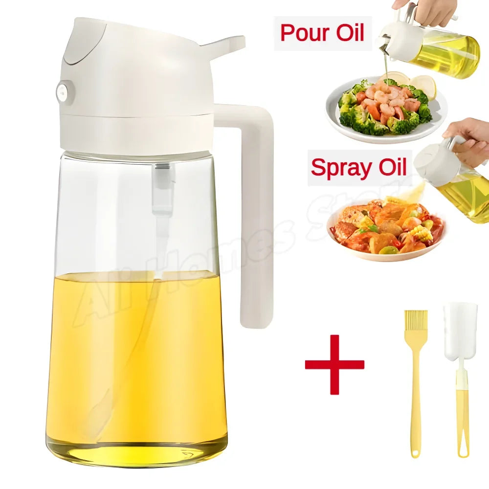 2IN1 Replacement for Oil Take Dispenser Mister Plastics Bottle with 2Pcs Brush Spray Pour Cooking Spritzer BBQ Oil Spray Bottle