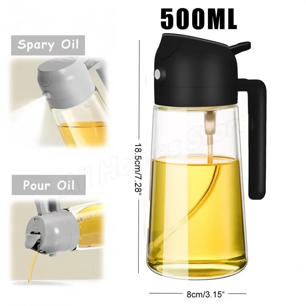 2IN1 Replacement for Oil Take Dispenser Mister Plastics Bottle with 2Pcs Brush Spray Pour Cooking Spritzer BBQ Oil Spray Bottle