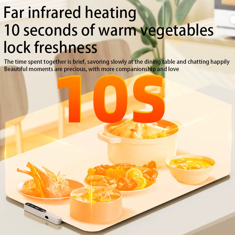 Food Warmer Pad Foldable Silicone Heating Pad Portable Meal Cart Insulation Pad 8-Level Temperature Adjustment