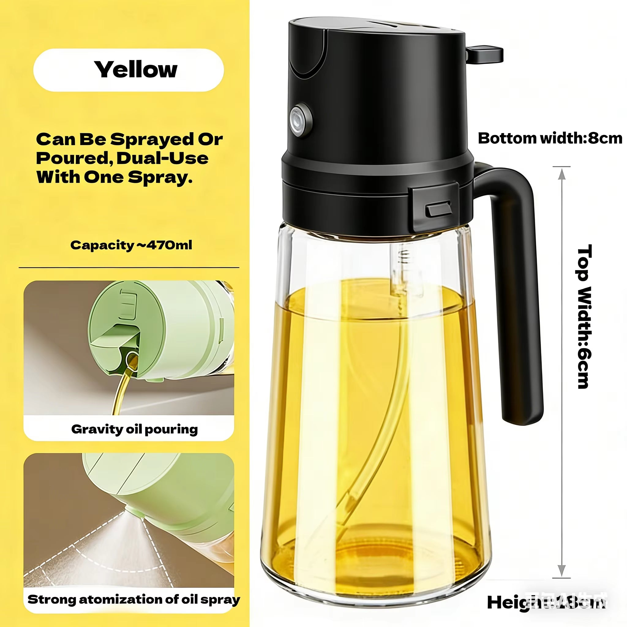 2IN1 Replacement for Oil Take Dispenser Mister Plastics Bottle with 2Pcs Brush Spray Pour Cooking Spritzer BBQ Oil Spray Bottle