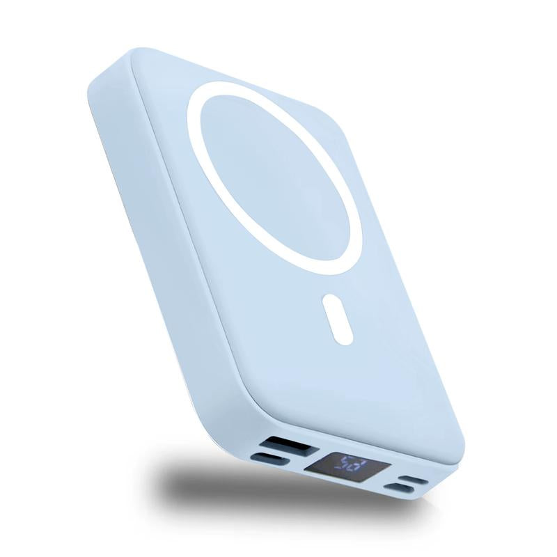 10000Mah Magnetic Power Bank,Foldable Wirelessportable Charger with LED Display,Fast Charging Foriphone 17/16/15/14/13/12 Pro/Pro Max/Plus, Compact Silicone