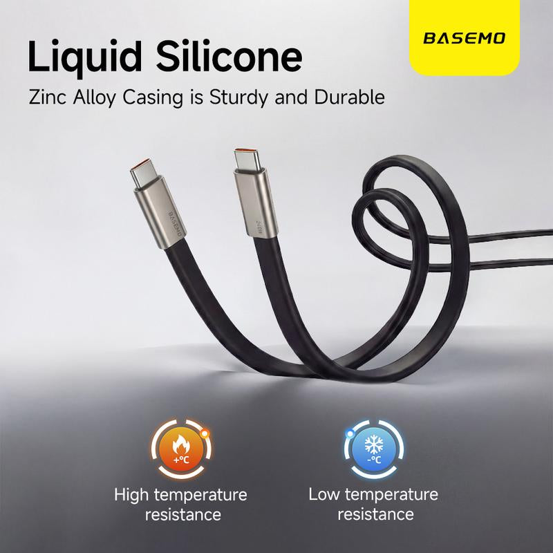 Basemo 240W Super Fast Charging 360° Rotating Invisible Stand Detachable Two-In-One Charging Cable, Zinc Alloy Silicone Type-C Cable Compatible with Apple and Samsung, Essential for Gaming, Office, and Car Use | Bestselling Cutting-Edge Technology.