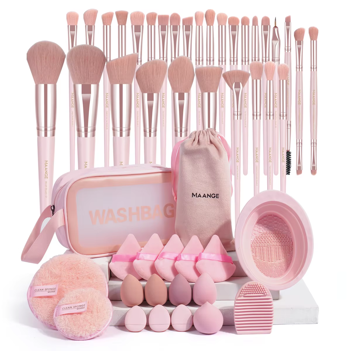 45-Piece Makeup Brush & Sponge Set – Professional Beauty Tools Kit