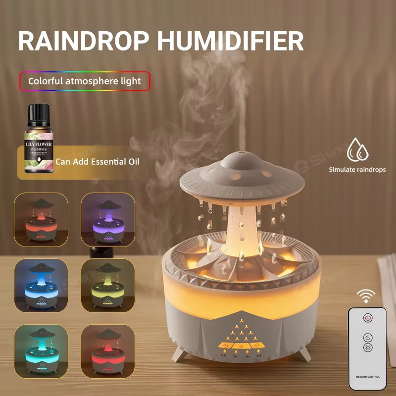 Rain Cloud Humidifier – Raindrop Diffuser with Remote & LED Lamp