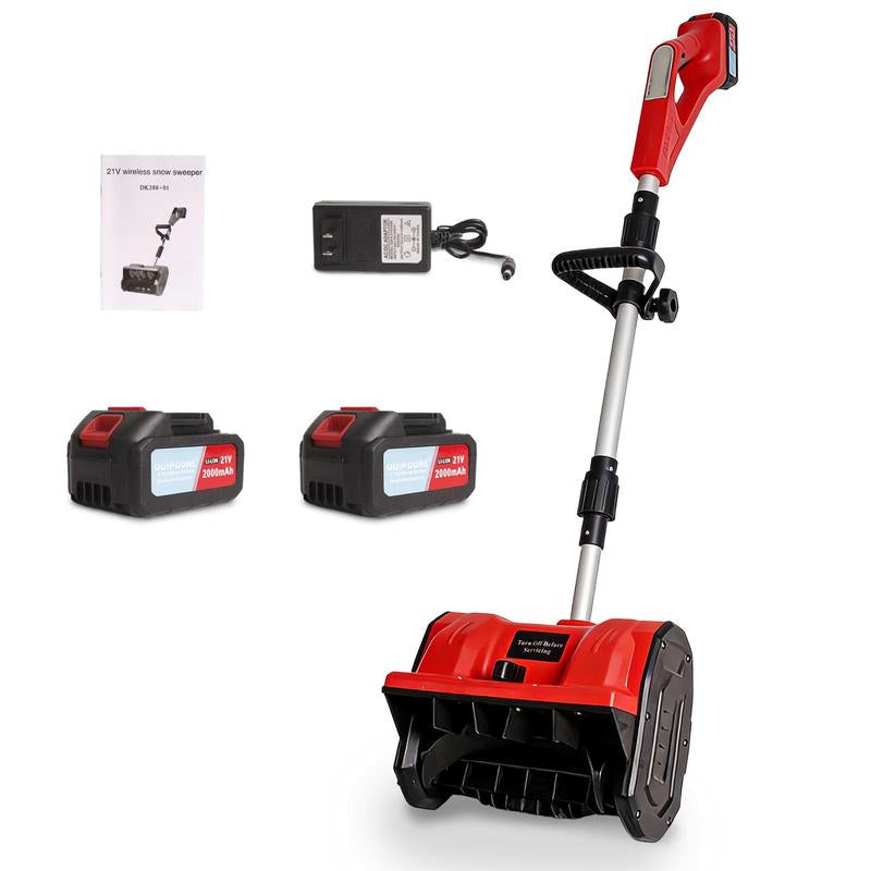 Cordless Snow Shovel DK388-01 21V 12-Inch 2-Ah*2 Battery Foldable Snow Blower with Directional Plate & Adjustable Handle Quick Charger Included New Year Gift Idea
