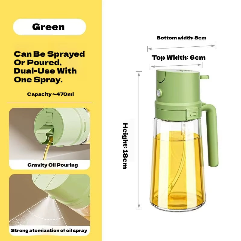 2IN1 Replacement for Oil Take Dispenser Mister Plastics Bottle with 2Pcs Brush Spray Pour Cooking Spritzer BBQ Oil Spray Bottle