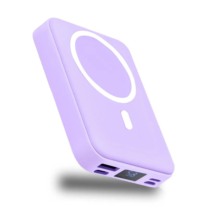 10000Mah Magnetic Power Bank,Foldable Wirelessportable Charger with LED Display,Fast Charging Foriphone 17/16/15/14/13/12 Pro/Pro Max/Plus, Compact Silicone
